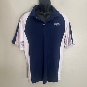Triumph Embroidered Navy Pink Polo Large Gently worn 50% cotton/50% polyester